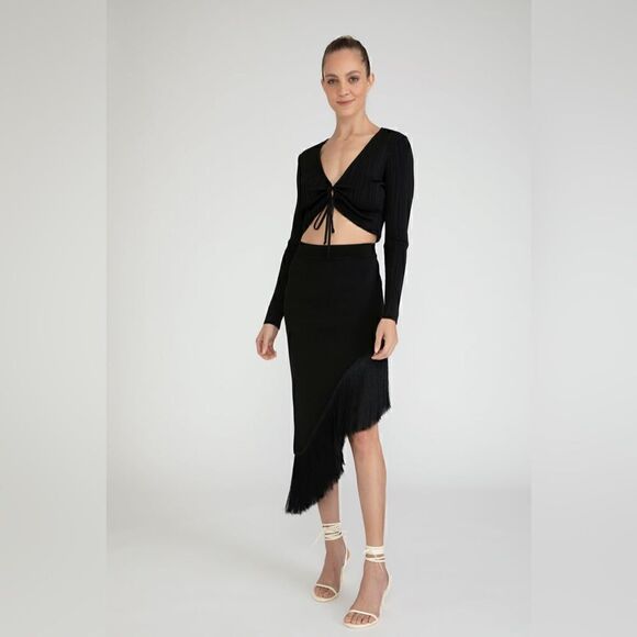 PAOLA BERNARDI Hanne Knit Fridge Skirt In Fushcia size Small NWT$518 - Picture 2 of 9